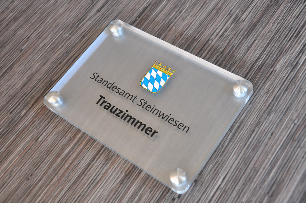 Acrylglas Schild Trauzimmer Steinwiesen